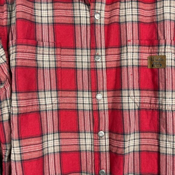 Walls Workwear Heavy Flannel Plaid Red White Beige Long Sleeve Shirt Size XLarge - Picture 6 of 12